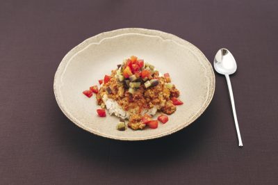 ナスとトマトのキーマカレー